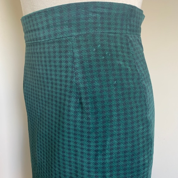 Forest Green Black Houndstooth Suede Pencil Skirt - Picture 5 of 7